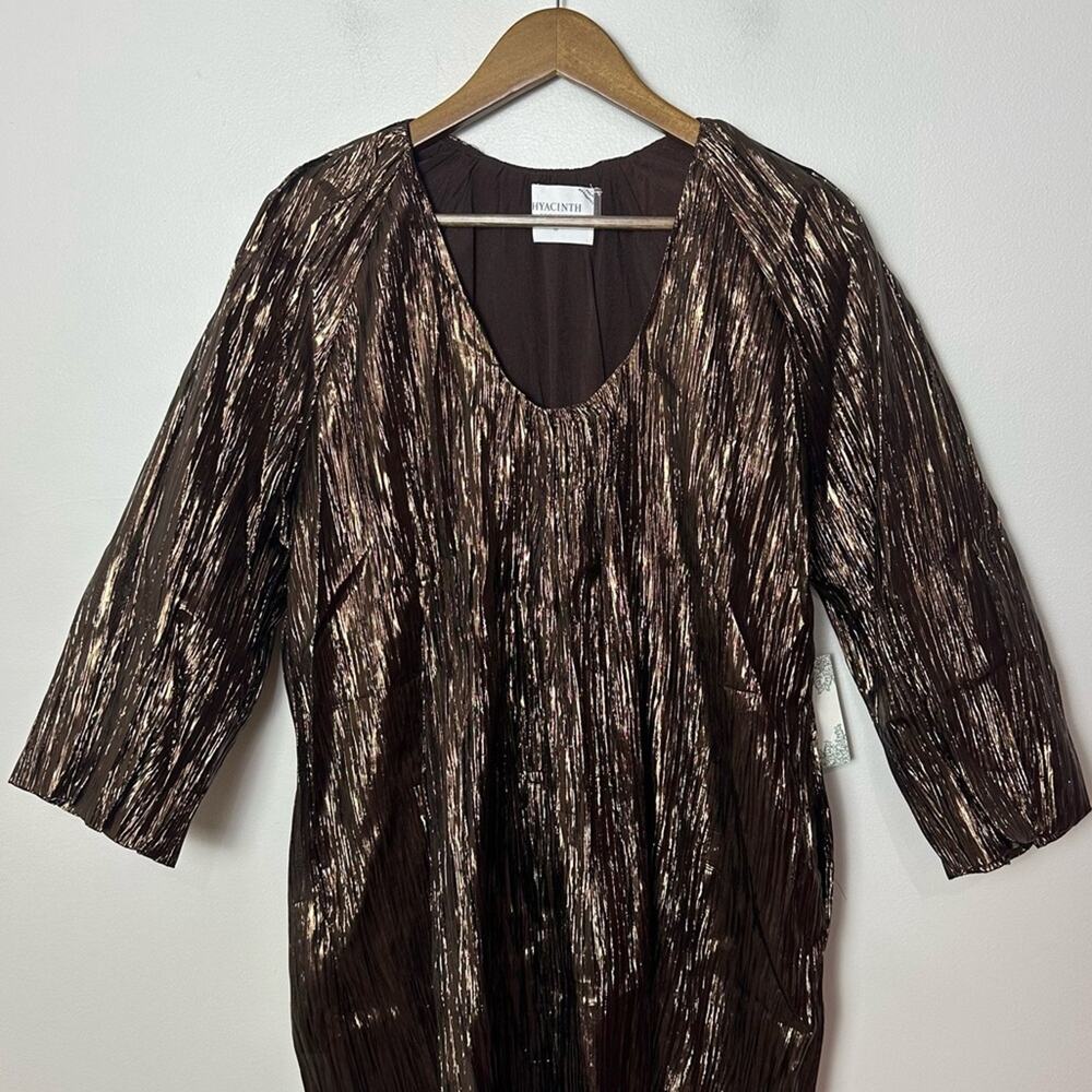 Tuckernuck NWT Hyacinth House Dorinda Midi Dress Women’s Size XS Bronze Metallic - Picture 6 of 15
